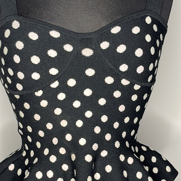 EXPRESS Women’s Black White Polka Dot Peplum Top Size S - Picture 3 of 8